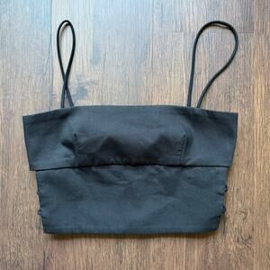 ZARA Black Minimalist Cropped Tank Top XS Cut Out Side Spaghetti Strap Tube